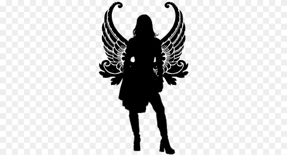 Female Angelfairy Silhouette 2 By Viktoria Lyn Fairy Silhouette Transparent Background, Lighting Png Image