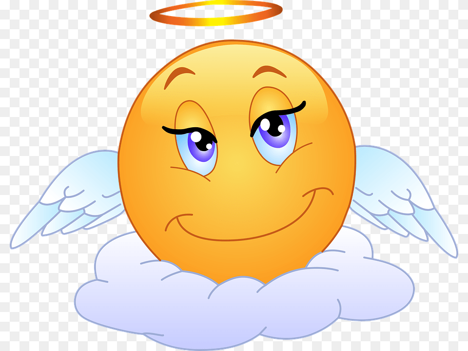 Female Angelic Halo Holy Wings Heaven Cloud Angel Emoticon, Face, Head, Person, Baby Free Png