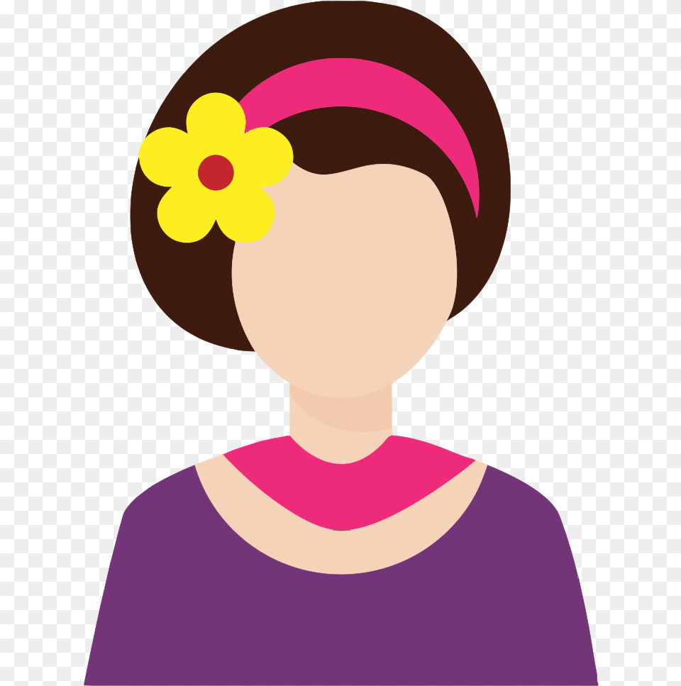 Female Avatar With Flower In Hair Clip Art Of Flower In Hair, Accessories, Person, Face, Head Png Image