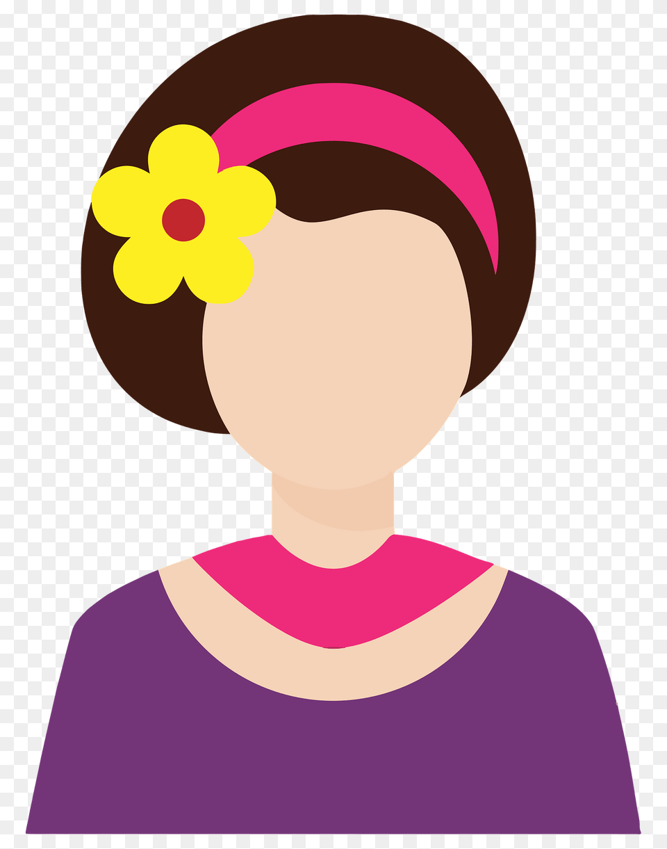 Female Avatar With Flower In Hair Clipart, Accessories, Person, Head, Face Free Transparent Png