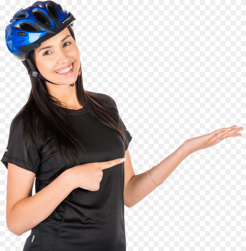 Female Cyclist Pointing Stock Photo Public Domain Bicycle Helmet, Clothing, Crash Helmet, Hardhat, Adult Png