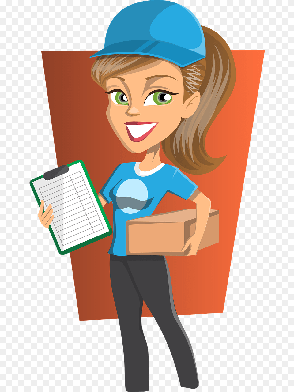 Female Delivery Service Cartoon, Box, Adult, Person, Woman Png Image