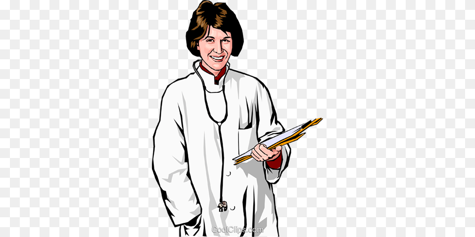 Female Doctor With Clipboard Royalty Free Vector Clip Art, Clothing, Coat, Lab Coat, Adult Png Image