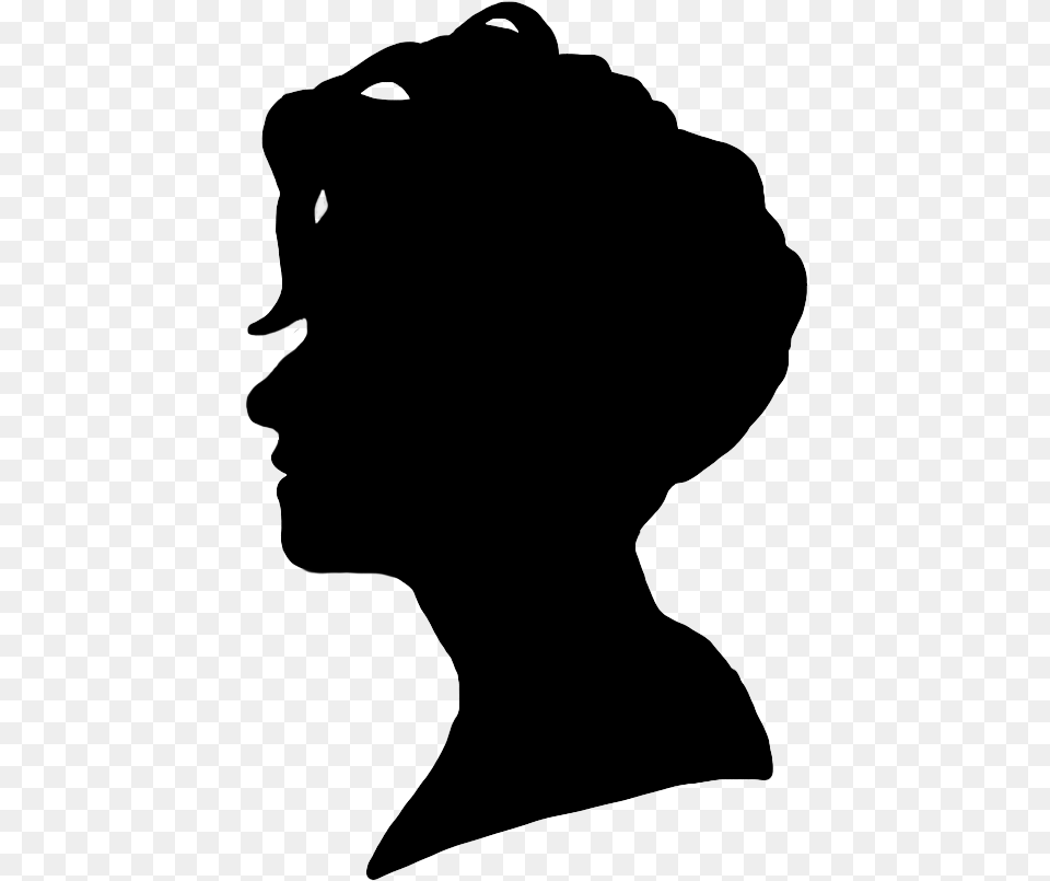 Female Face Silhouette Woman Head Silhouette, Gray Png