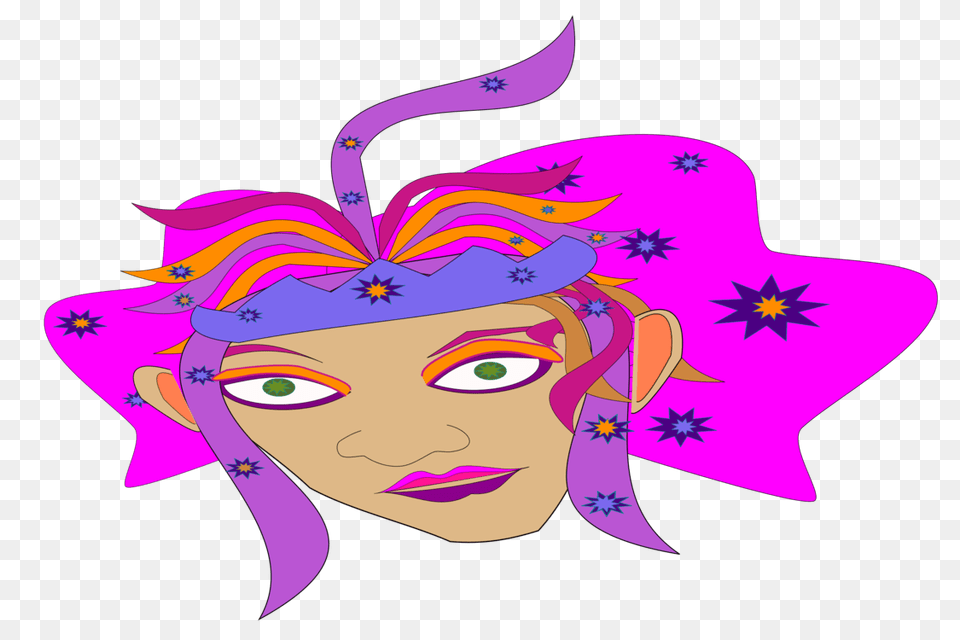 Female Face Woman Human Nose Eye, Purple, Hat, Clothing, Art Free Transparent Png