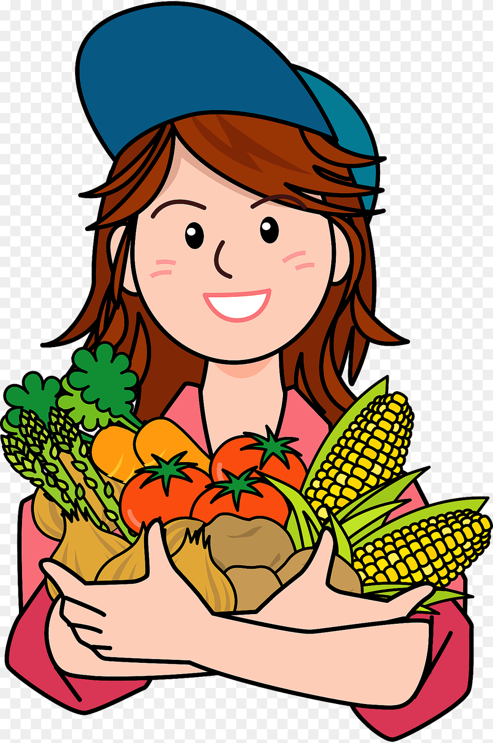 Female Farmer Holding Her Vegetables Clipart, Baby, Person, Face, Head Free Png Download