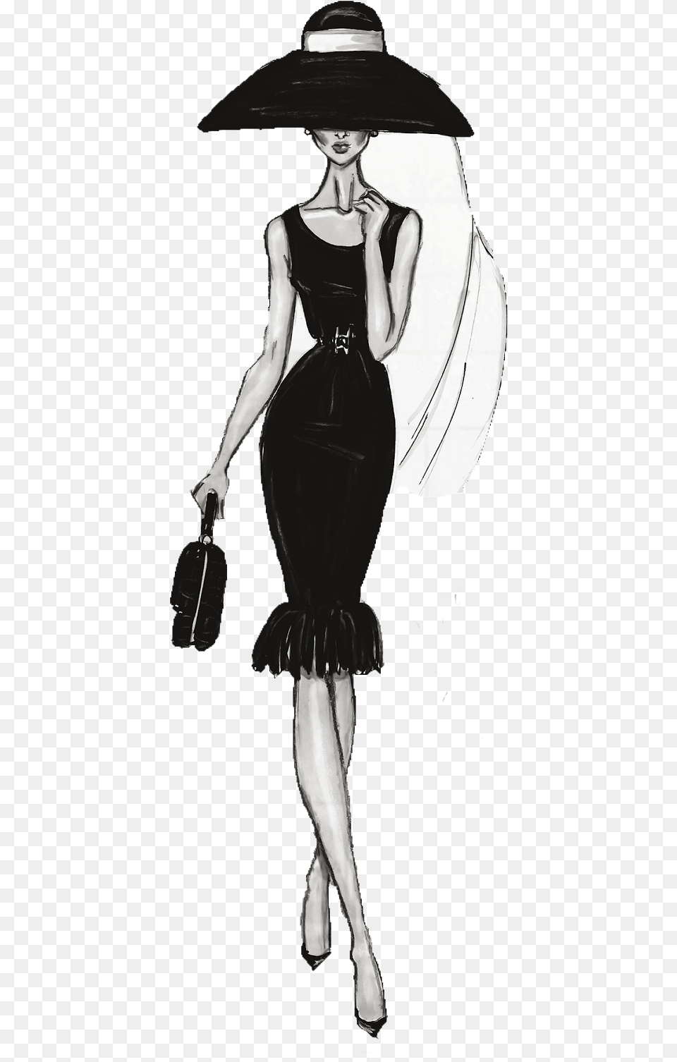 Female Fashion Drawing Illustration Chanel Clipart Breakfast At Tiffany39s Drawings, Accessories, Bag, Handbag, Person Free Png Download