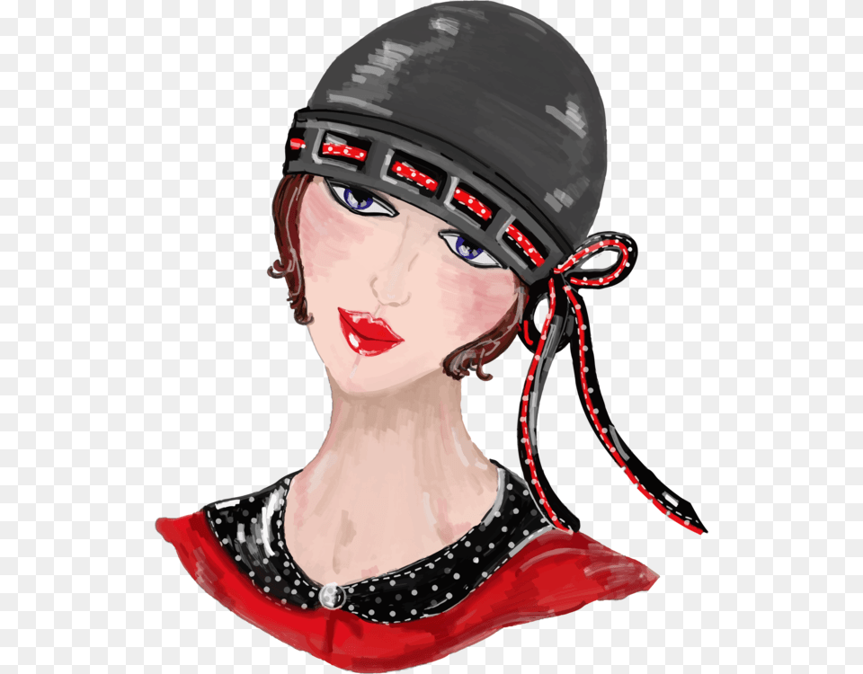 Female Fashion Illustration Portrait Woman Drawing, Hat, Clothing, Helmet, Person Free Png Download