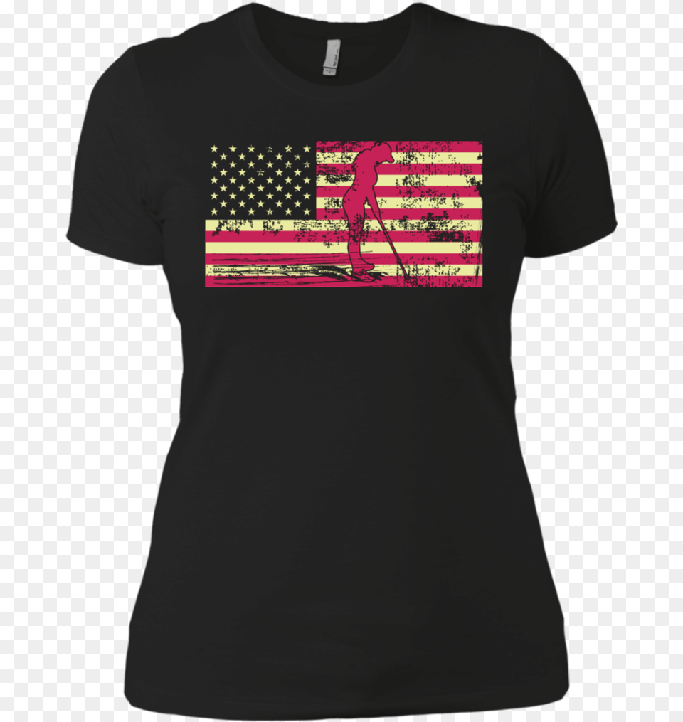 Female Golfer Silhouette On The American Flag Next Shirt, Clothing, T-shirt, Person Free Png