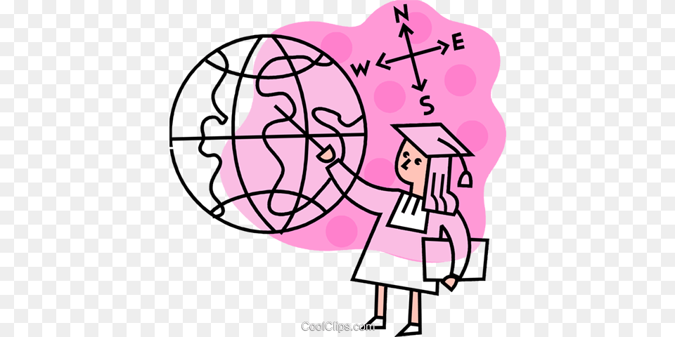 Female Graduate With Pointer And Globe Royalty Vector Clip, People, Person, Face, Head Png Image