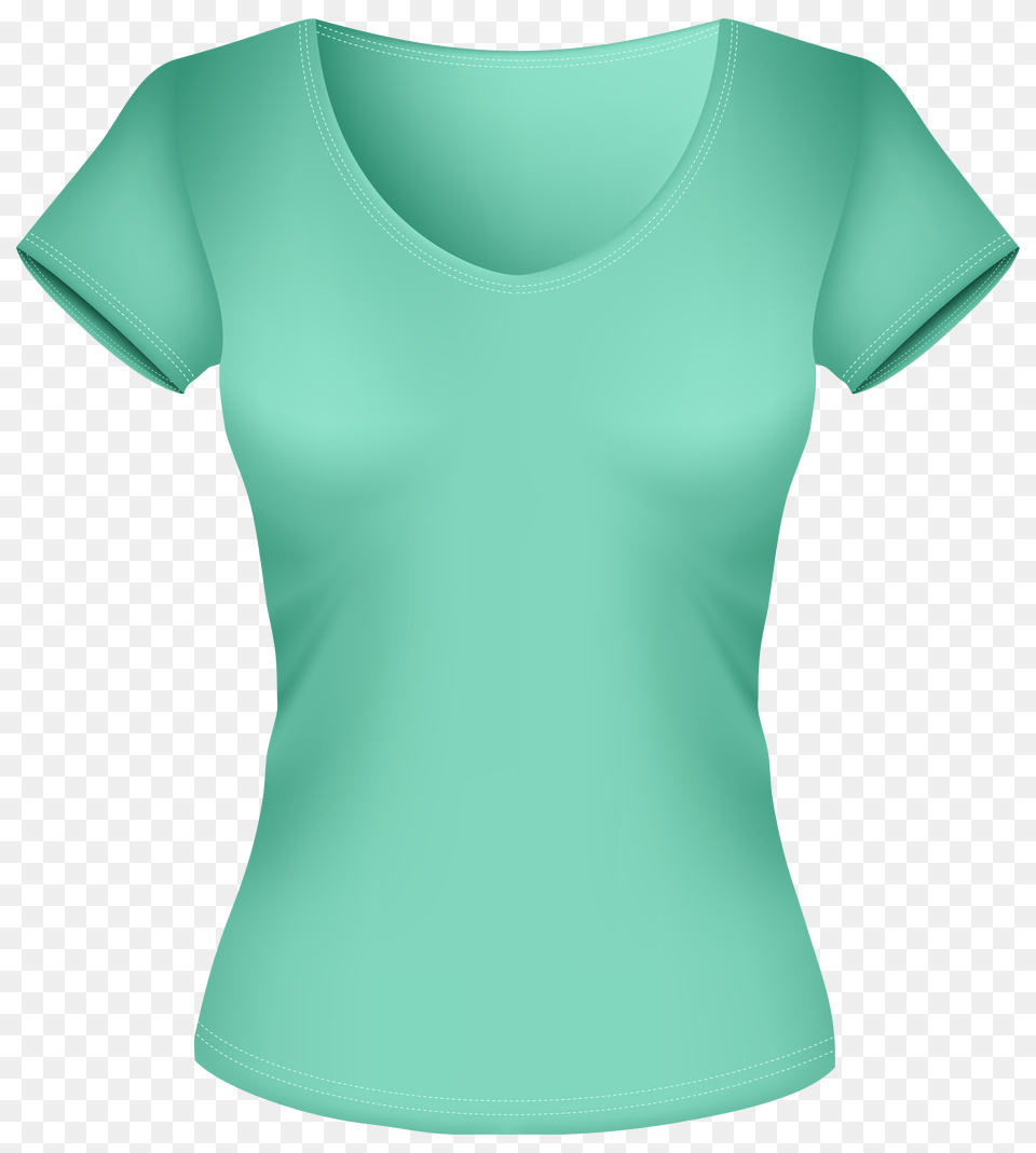 Female Green Shirt Clipart, Clothing, T-shirt, Undershirt Png Image