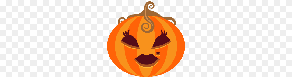 Female Halloween Jack O Lantern Lady Monster Pumpkin Spooky Icon, Food, Plant, Produce, Vegetable Png Image