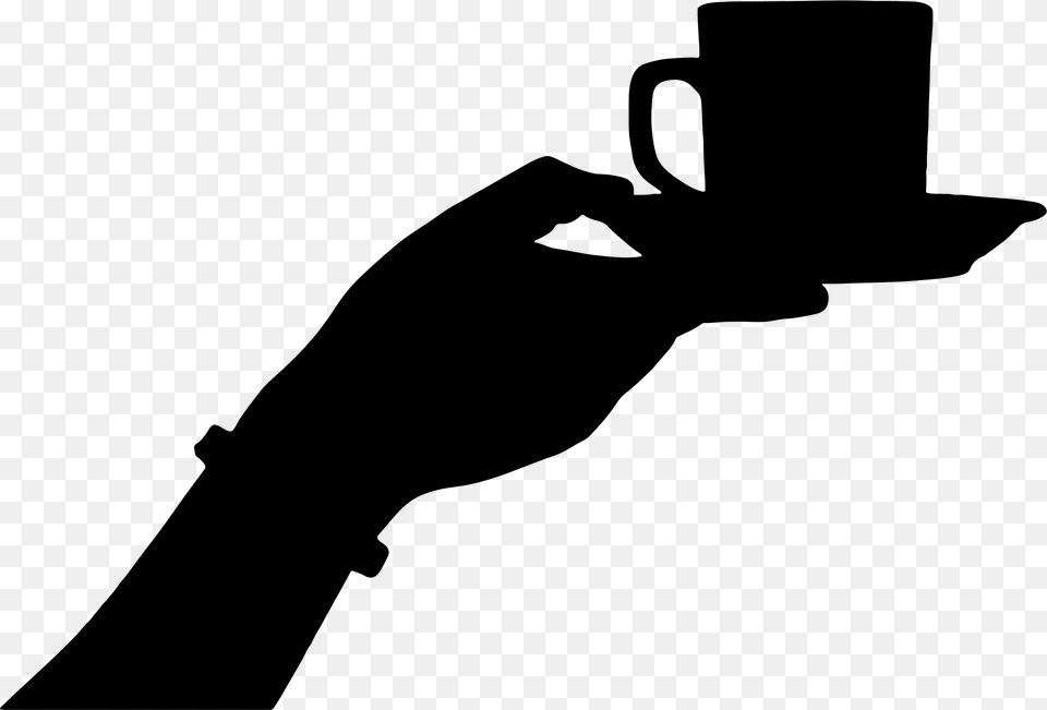 Female Hand Offering Cup Of Coffee Silhouette Of Women Drinking Tea, Gray Png