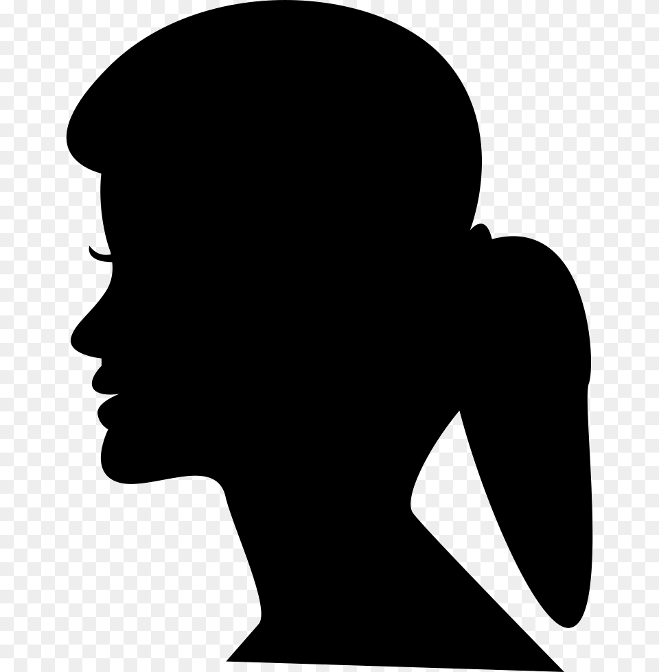 Female Head Silhouette With Ponytail Icon Stencil, Adult, Person, Woman Free Png Download