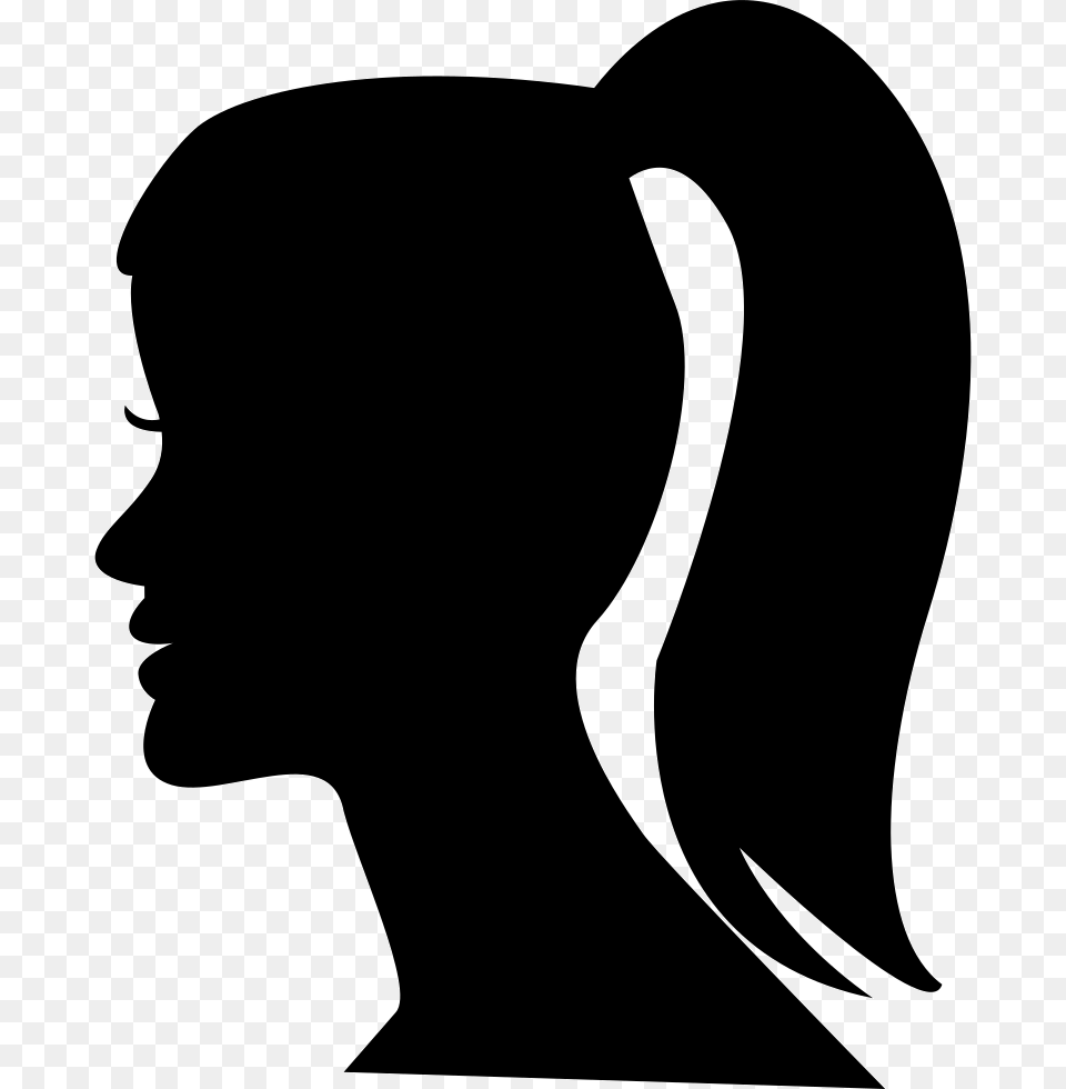 Female Head With Ponytail Comments Ponytail Silhouette Background, Stencil, Animal, Fish, Sea Life Free Transparent Png
