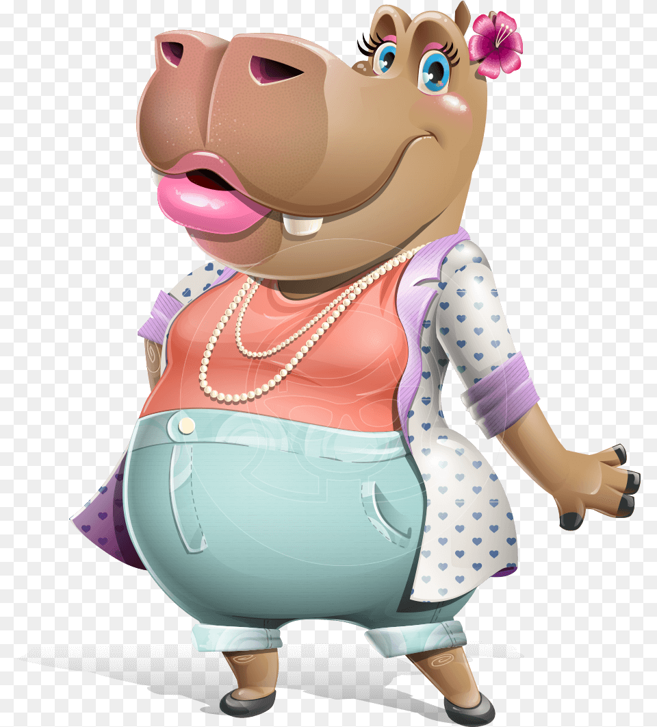 Female Hippo Cartoon Character, Toy Png