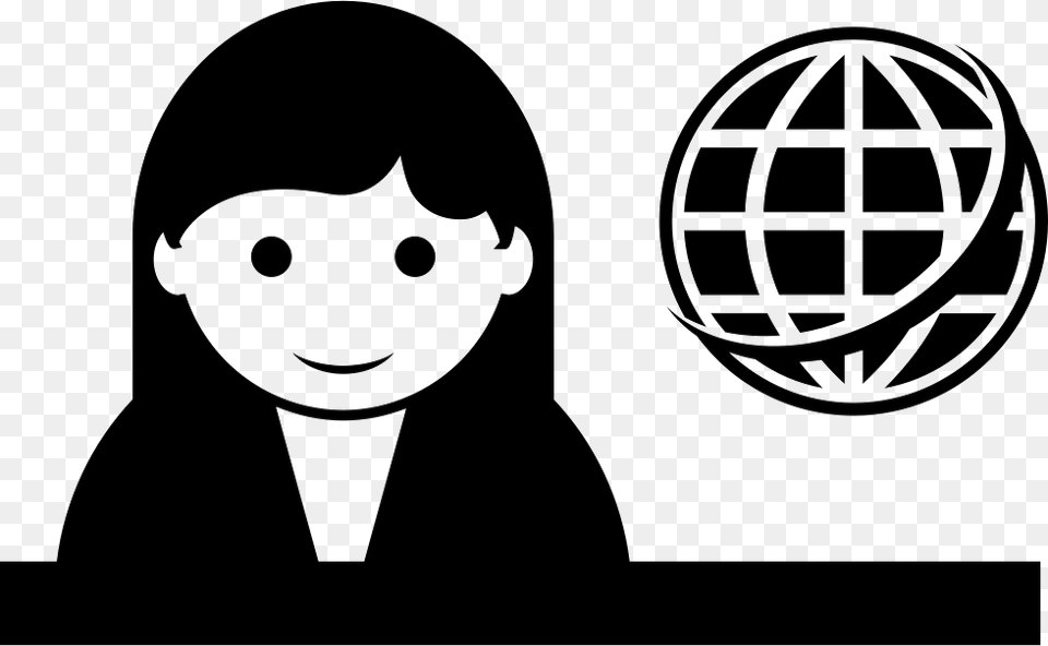 Female Journalist With Earth Globe Journalist Icon, Stencil, Face, Head, Person Free Png