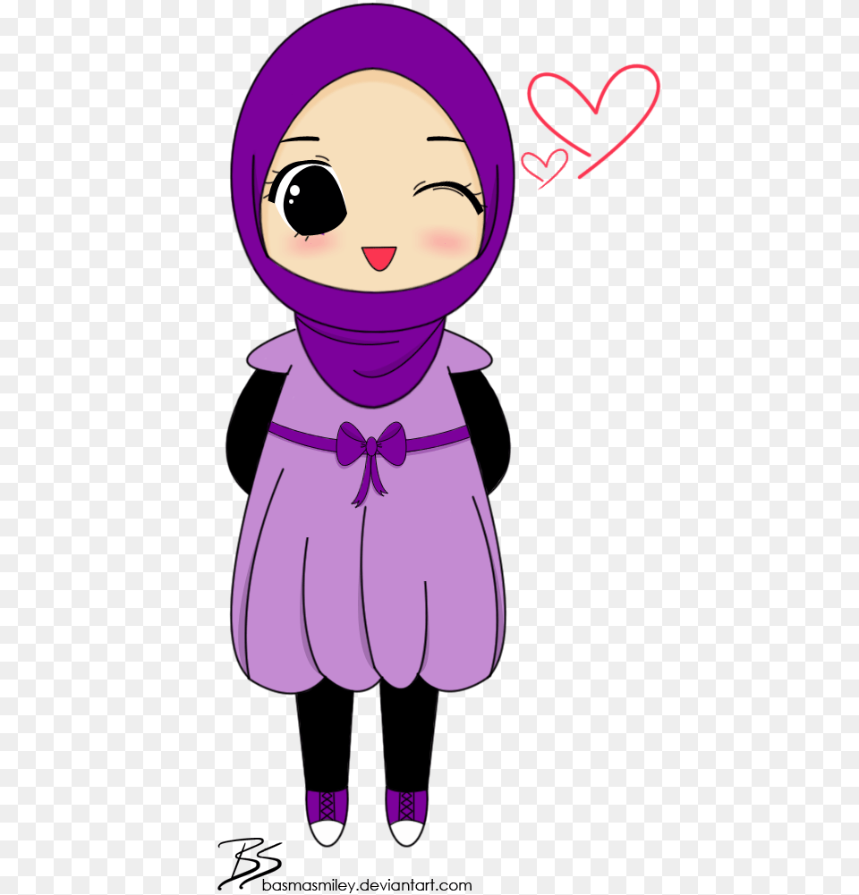 Female Muslim Chibi, Person, Purple, Face, Head Free Png
