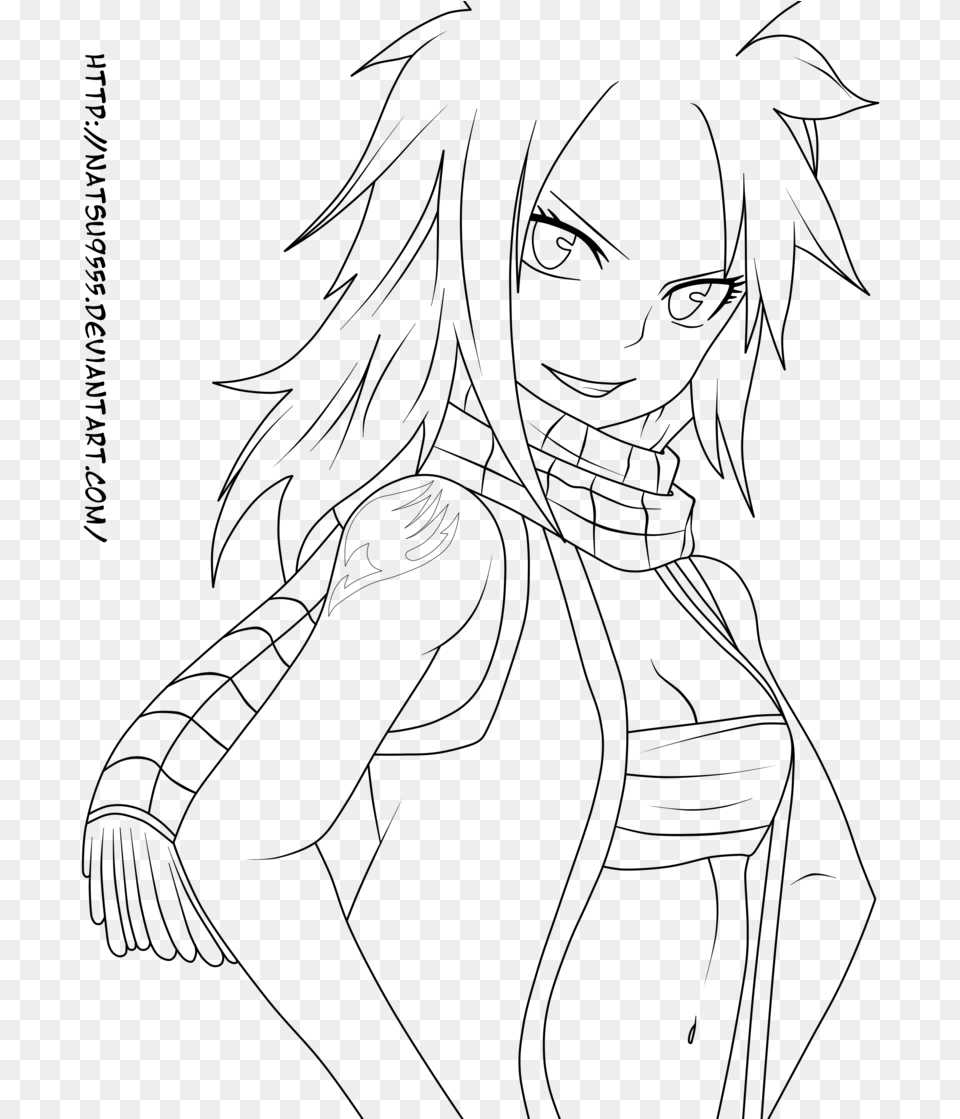 Female Natsu Dragneel Lineart By Natsu Natsu Dragneel Coloring Page, Gray Free Transparent Png