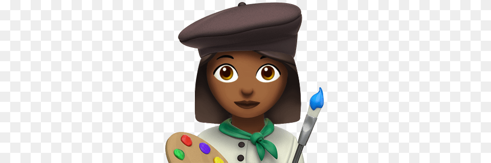 Female Painter Apple Emoji, Doll, Toy, Face, Head Png Image