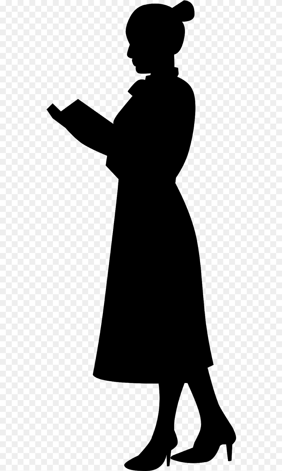 Female Reading Silhouette, Gray Free Png Download