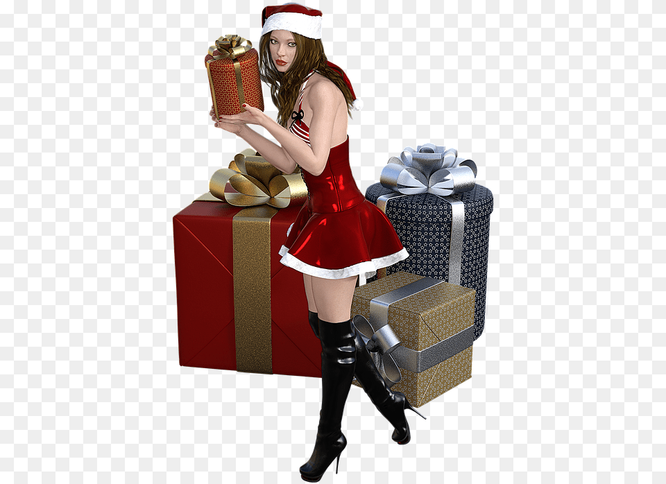Female Santa With Boots, Adult, Person, Woman, Clothing Free Png
