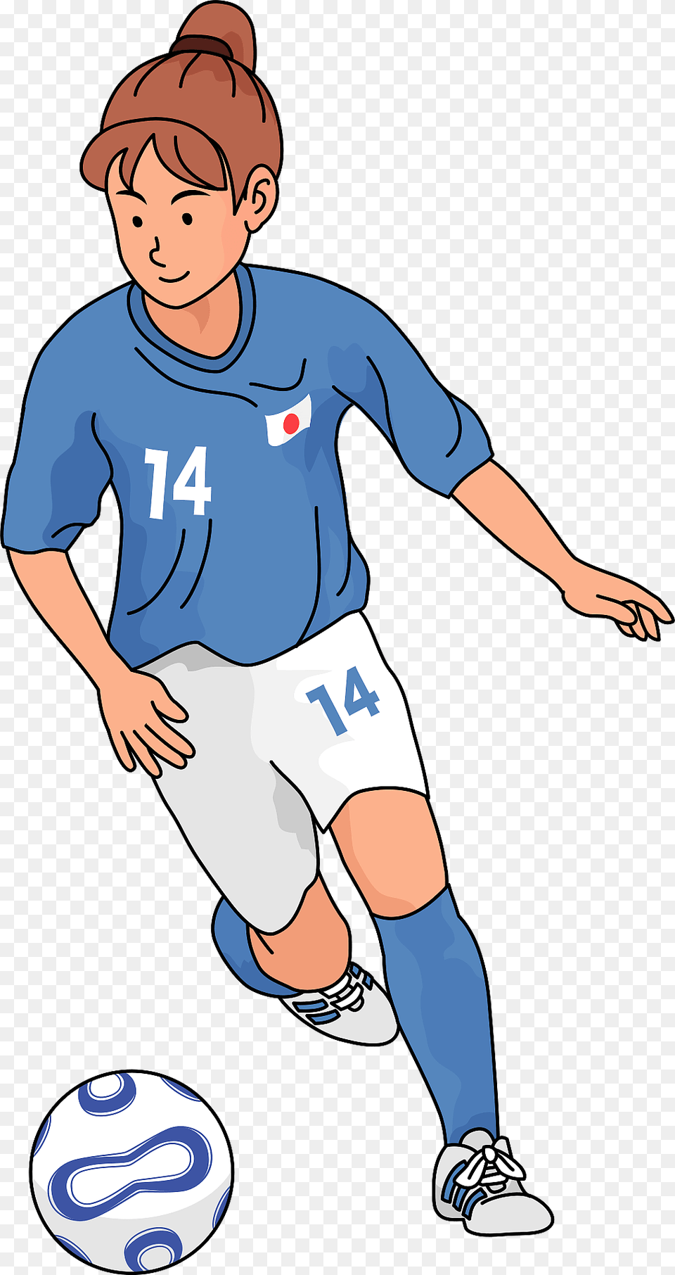 Female Soccer Player Is Kicking The Ball Clipart, Clothing, Shorts, Boy, Child Png Image