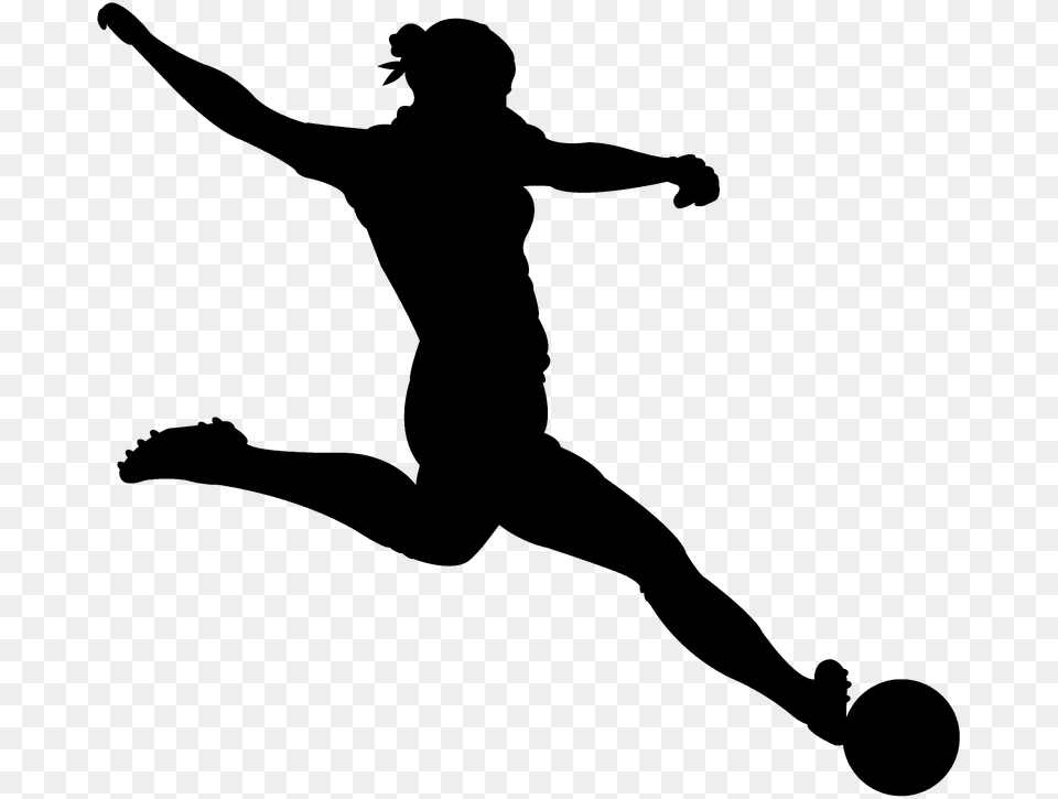 Female Soccer Player Silhouette, Kicking, Person, Ball, Handball Free Transparent Png