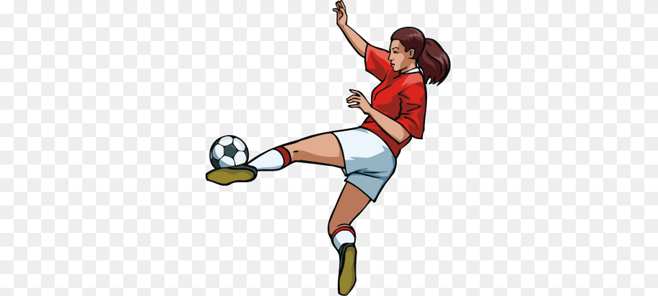 Female Soccer Player Vector Clip Art Image From Clip Art, Kicking, Person, Adult, Woman Free Png Download