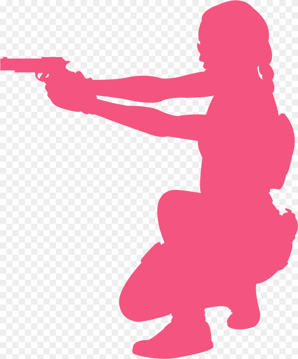 Female Soldier Silhouette, Person, Kneeling, Adult, Weapon Free Transparent Png