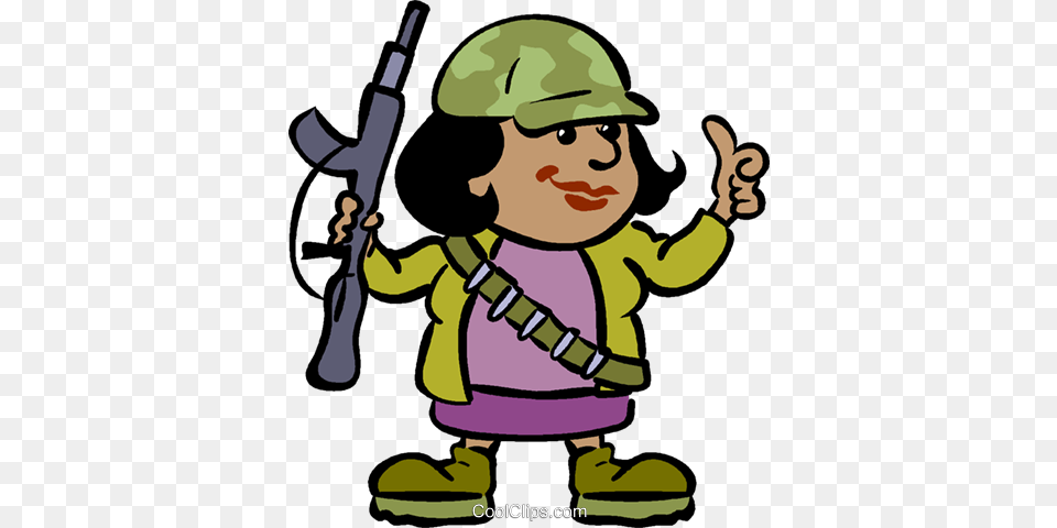 Female Soldier With A Gun Royalty Vector Clip Cartoon Woman Soldier, Baby, Person, Firearm, Weapon Free Png Download