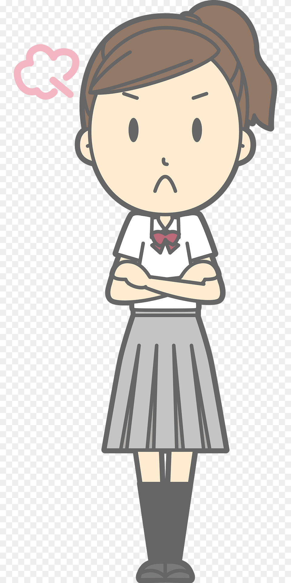 Female Student Angry Clipart, Skirt, Book, Publication, Clothing Free Png