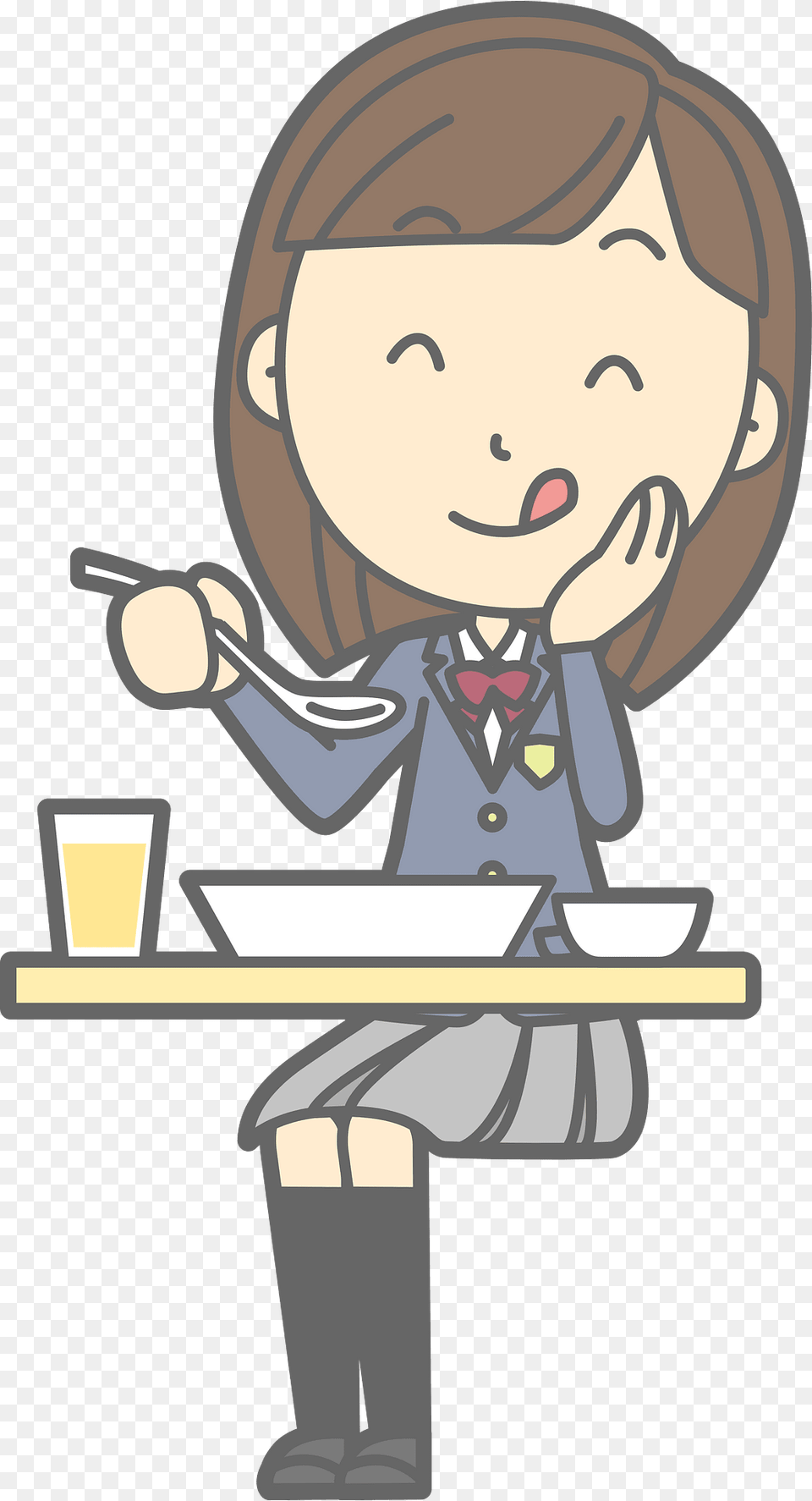 Female Student Eating Clipart, Book, Comics, Publication, Baby Png Image