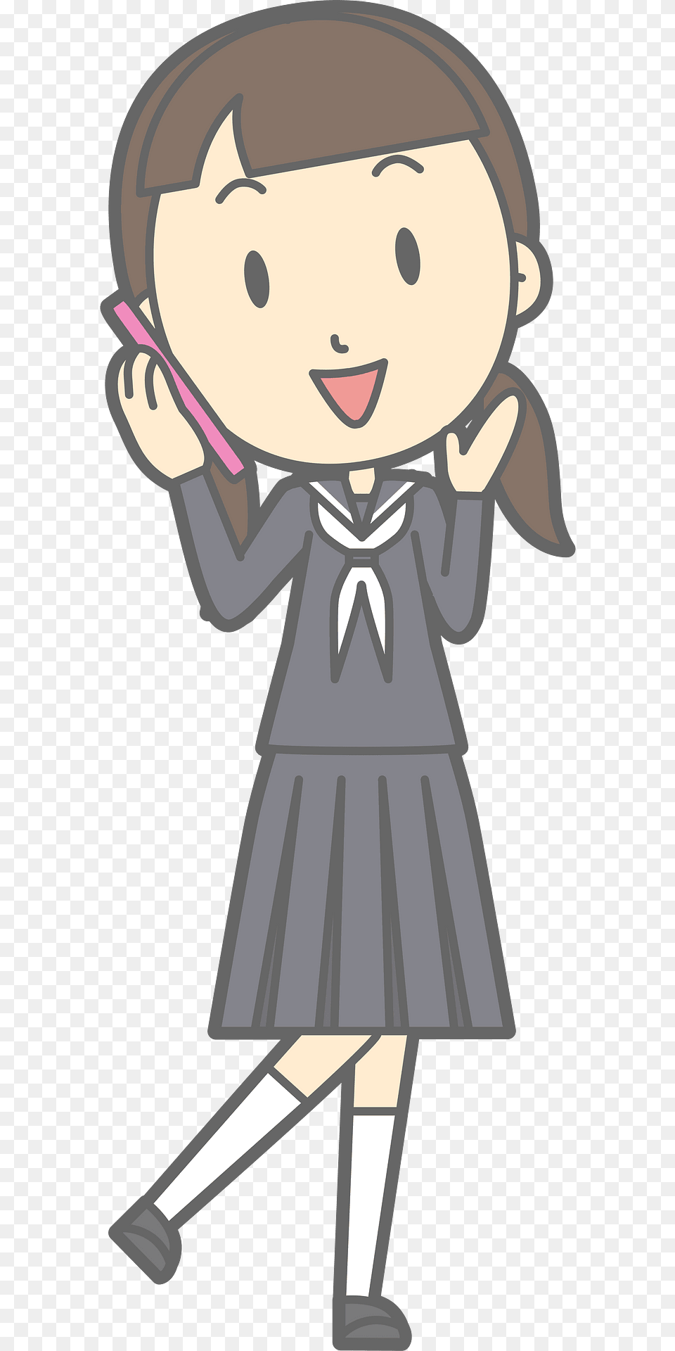 Female Student Mobile Phone Clipart, Book, Comics, Publication, Person Free Png