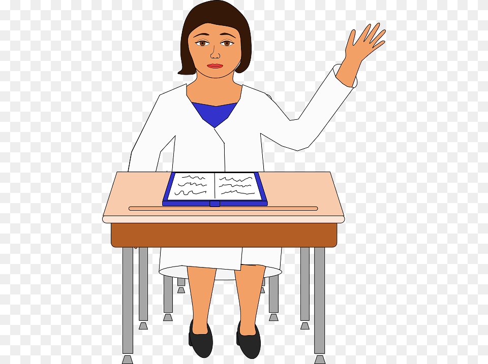 Female Student Raising Hand, Adult, Person, Woman, Furniture Free Png Download