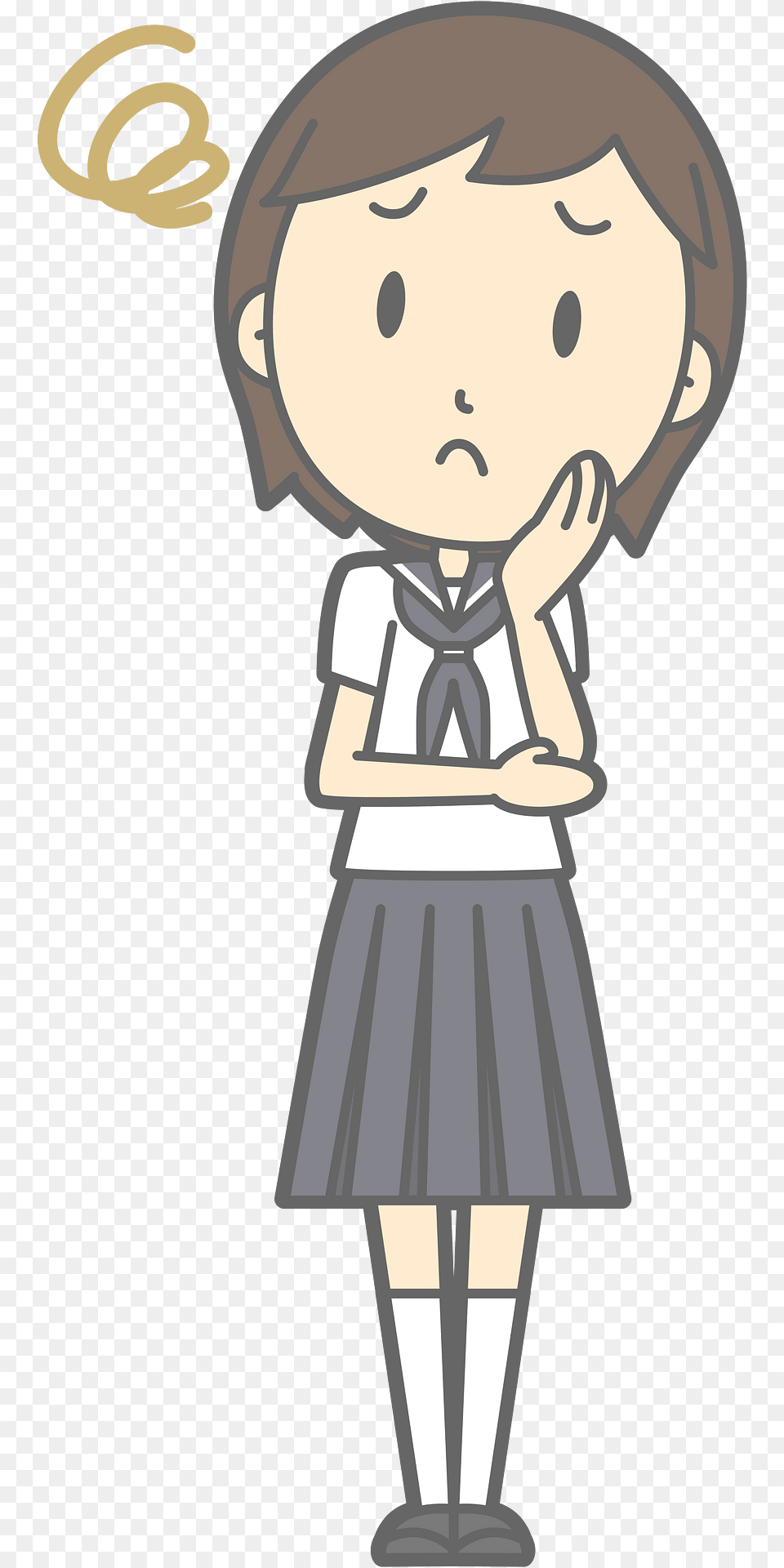 Female Student Troubled Clipart, Book, Clothing, Comics, Publication Png Image