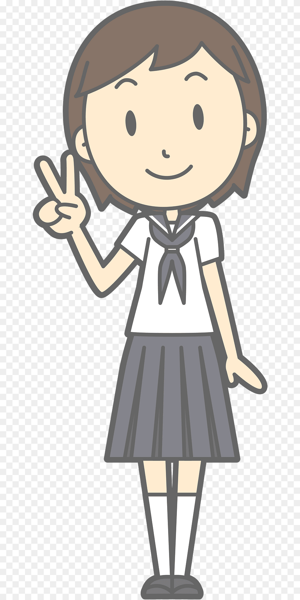 Female Student V Sign Clipart, Book, Comics, Publication, Person Free Png