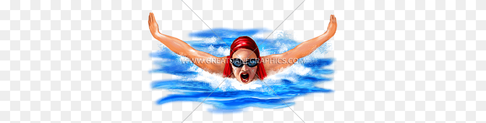 Female Swimmer Production Ready Artwork For T Shirt Printing, Water Sports, Water, Swimwear, Swimming Png Image