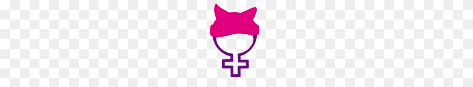 Female Symbol Wearing Pussyhat, Purple, Clothing, Hat Png Image