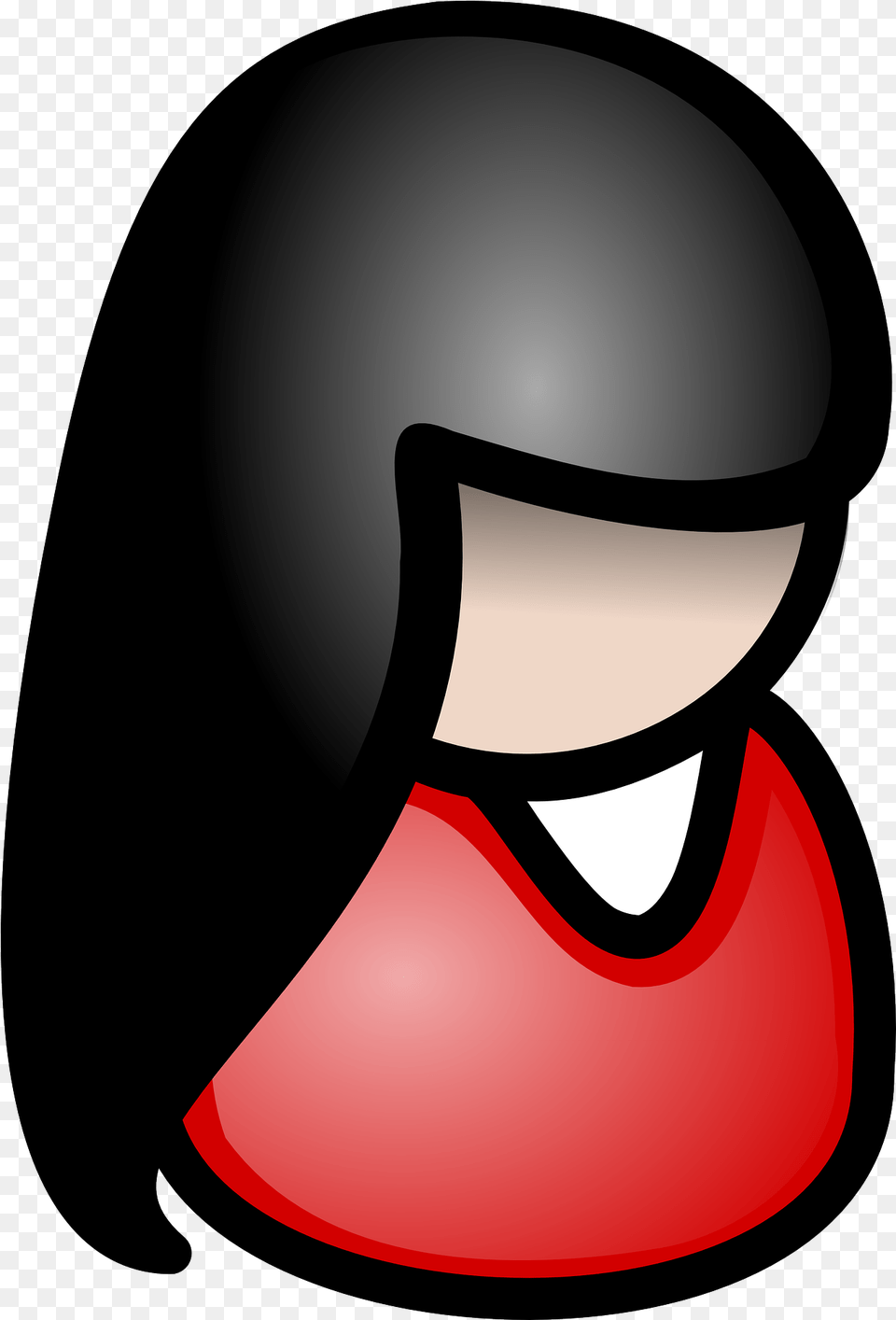 Female Symbol With Black Hair And Red Dress Vector Graphics, Crash Helmet, Helmet Png Image