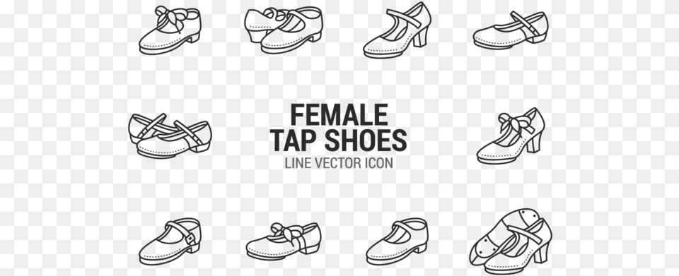 Female Tap Shoes Icons Vector Outline Of A Tap Shoes, Clothing, Footwear, Shoe, Sneaker Free Png