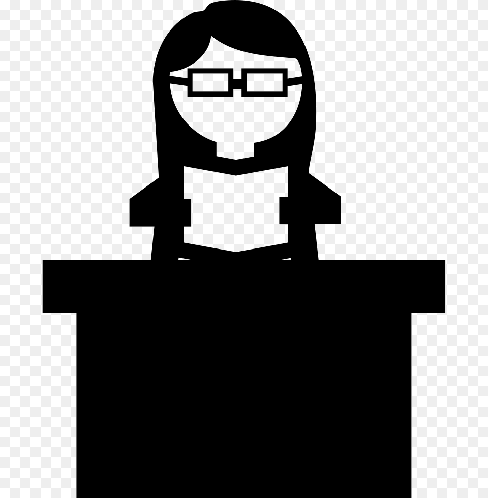 Female Teacher Reading With Eyeglasses Icono De Maestra, Stencil Free Png