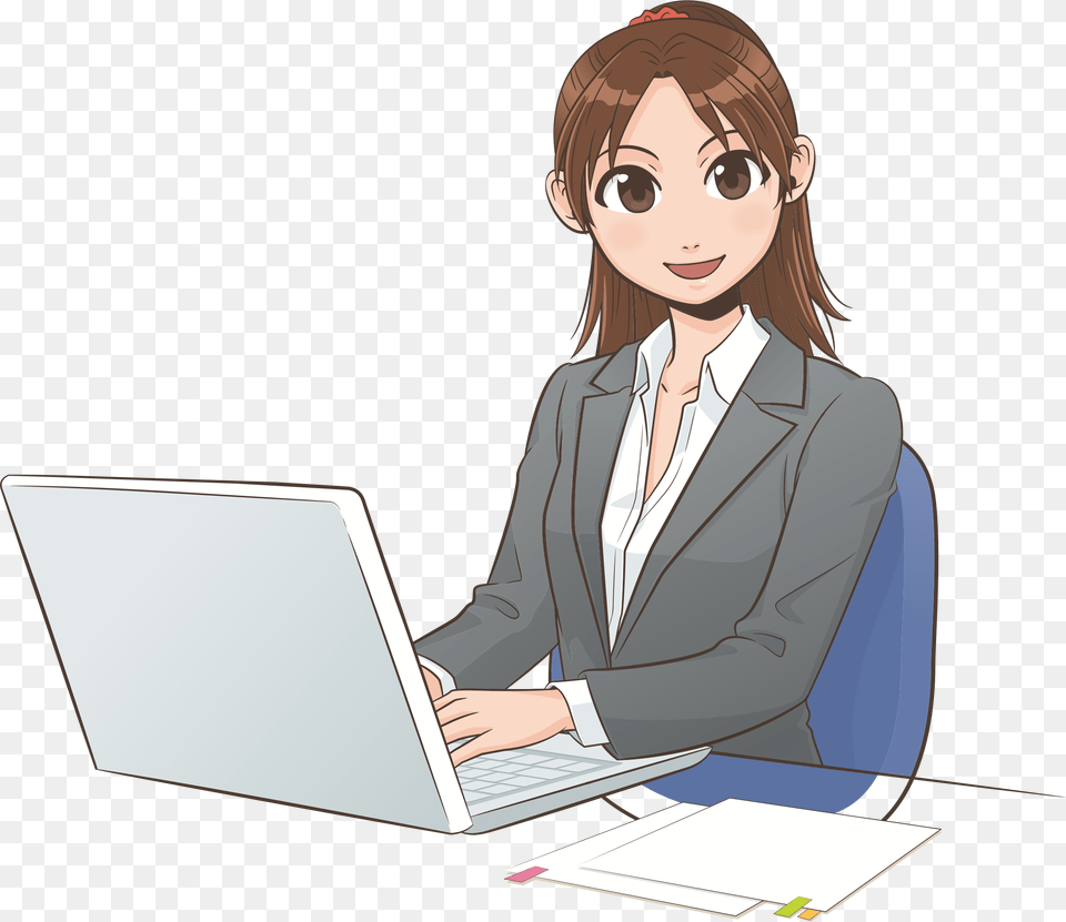 Female User Big Computer User In Cartoon, Pc, Electronics, Laptop, Adult Png Image