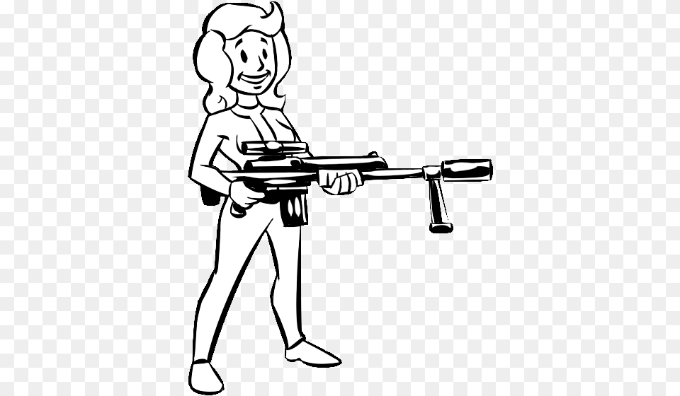 Female Vault Boy, Weapon, Stencil, Machine Gun, Gun Free Transparent Png