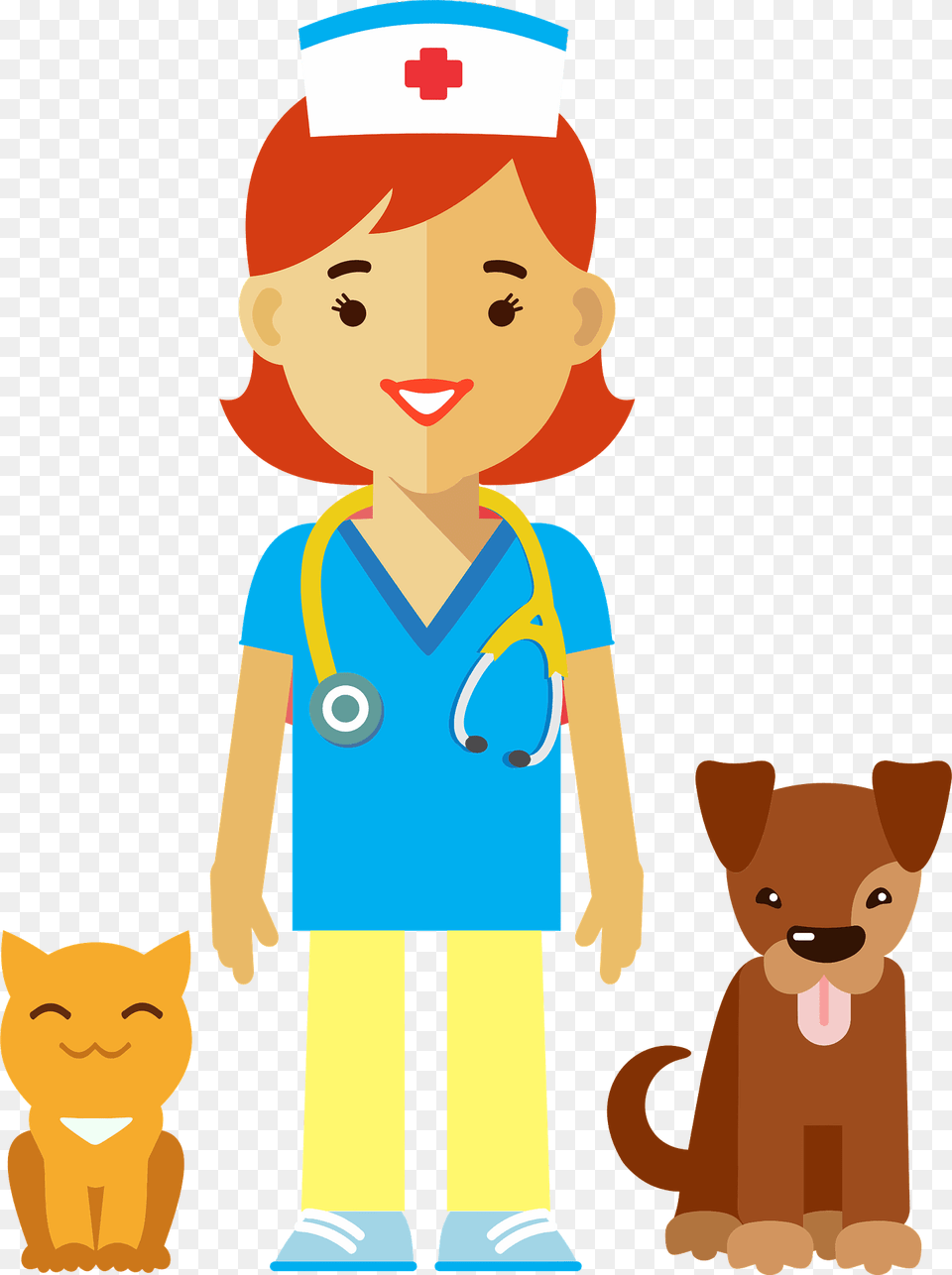 Female Veterinarian With A Dog And A Cat Clipart, Baby, Person, Head, Face Free Png