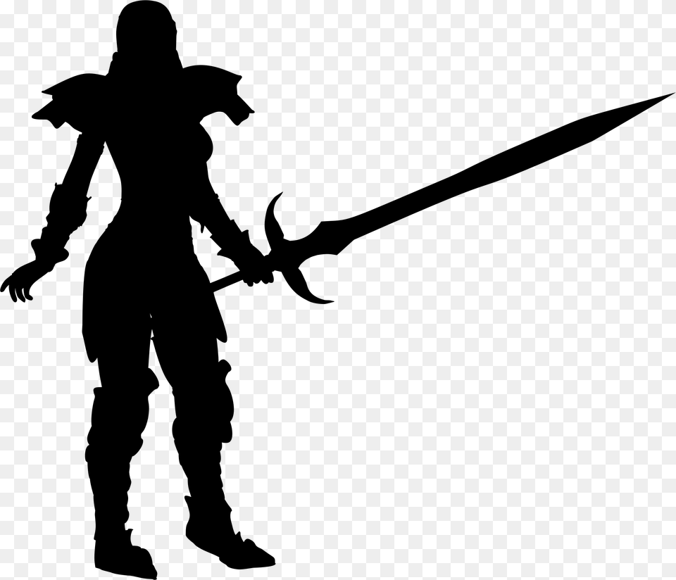 Female Warrior Silhouette Icons, Gray Free Png
