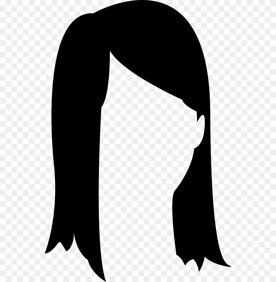 Female With Long Hair And Side Bangs Icon Free Download, Silhouette, Stencil, Adult, Person Png