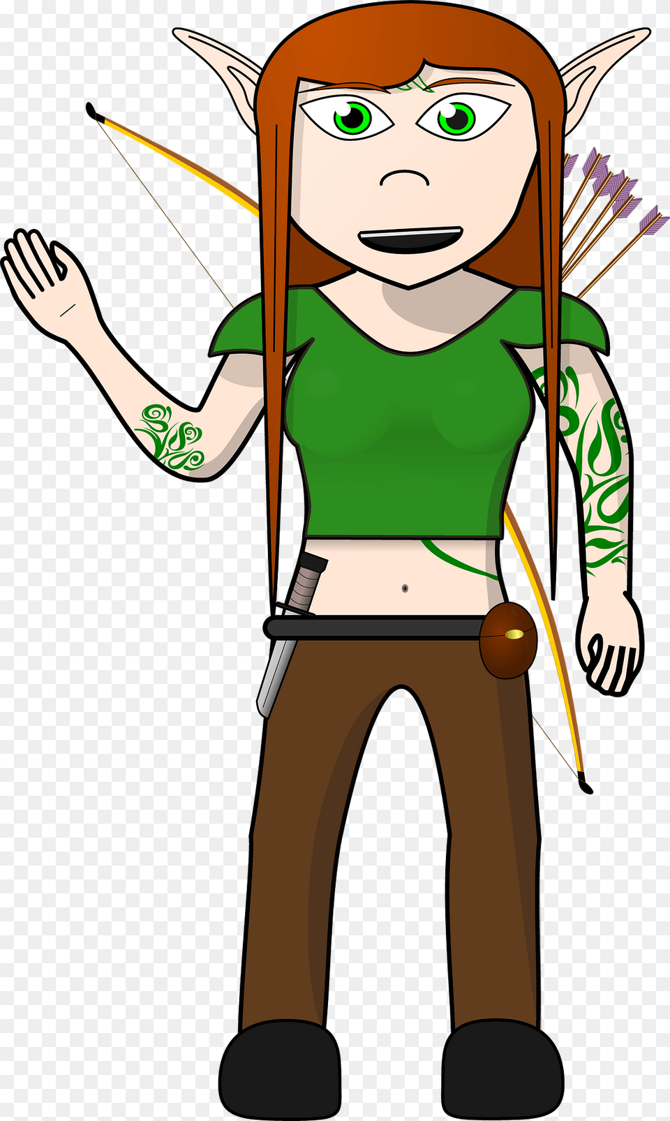 Female Wood Elf Archer Clipart, Face, Head, Person, Weapon Png