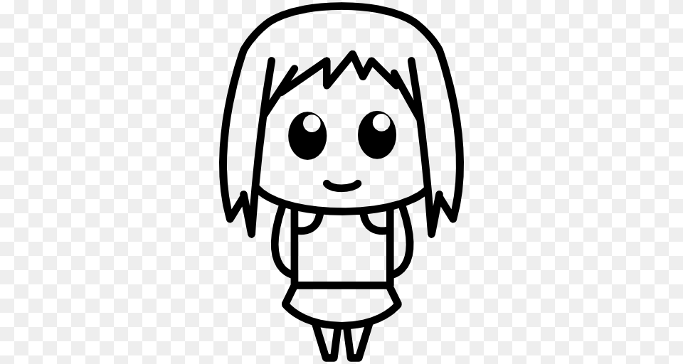 Femenine Anime Character Smiling Icon Of Anime Characters, Gray Free Png