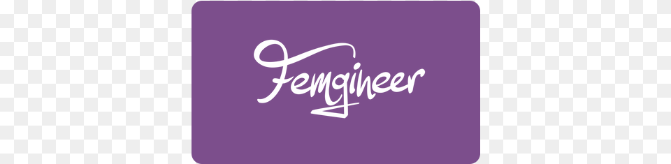Femgineer White Logo Purple Background Purple Logos, Text, Handwriting, Smoke Pipe Free Transparent Png